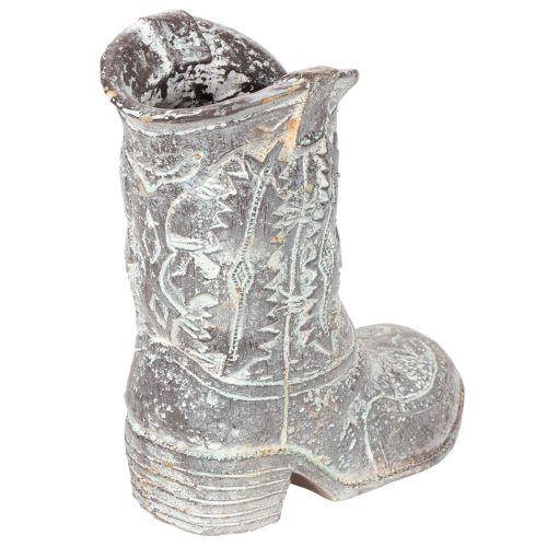 Cowboy Boot Planter 24cm Polyresin Grey Stone Look | Floristik24.co.uk