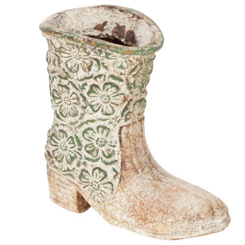 Cowboy Boot Planter 24cm Vintage Flower Pattern Polyresin Brown buy online | Floristik24.co.uk