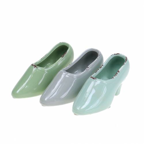 Floristik24 Planter Women&#39;s Shoe Ceramic Turquoise, Green, Blue Gray Assorted 14 × 5cm H7cm 6pcs