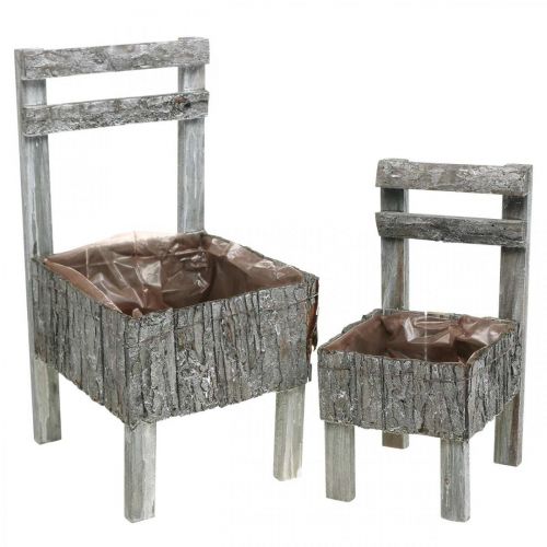 Floristik24 Chairs for planting, planter, garden decoration Shabby Chic, white washed set of 2