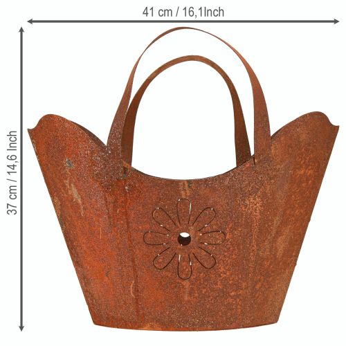 Product Plant bag metal decorative planter rust with handles H37cm