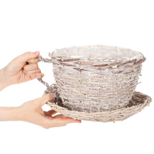 Wicker Cup and Saucer Table Decoration with Liner, 34cm | Floristik24.co.uk