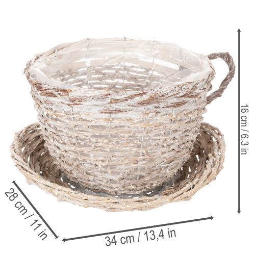 Wicker Cup and Saucer Table Decoration with Liner, 34cm | Floristik24.co.uk