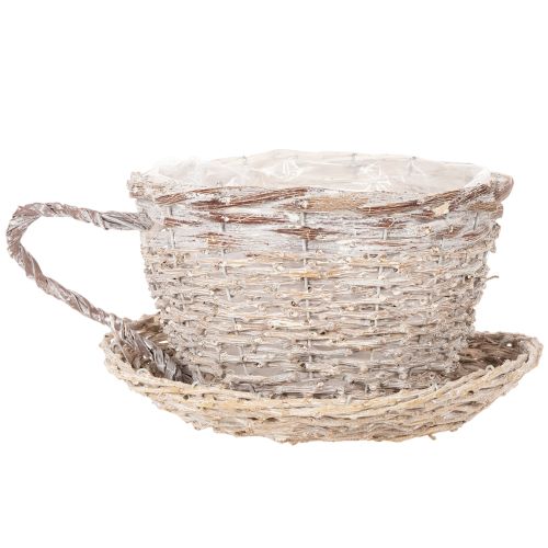 Wicker Cup and Saucer Table Decoration with Liner, 34cm | Floristik24.co.uk