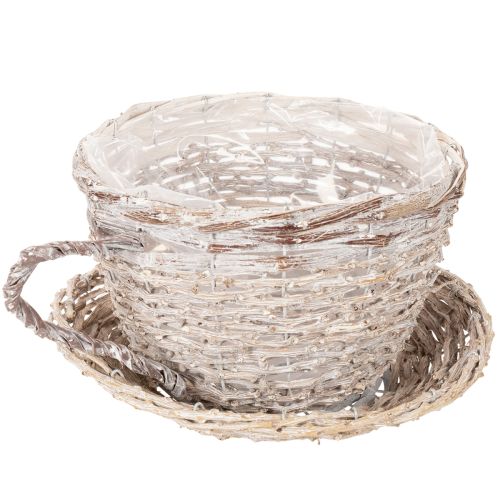 Wicker Cup and Saucer Table Decoration with Liner, 34cm | Floristik24.co.uk