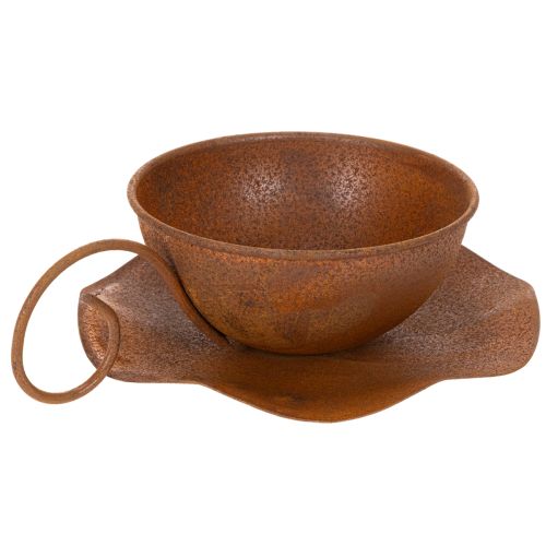Planting cup with saucer, plant pot, rust finish, Ø19.5cm, H8cm | Floristik24.co.uk