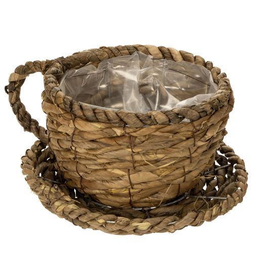 Product Planting cup with saucer, small straw planting basket, Ø17cm H13cm