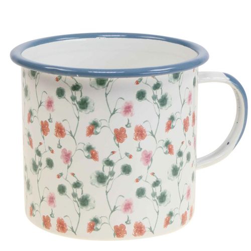 Floristik24 Plant cup enamel decorative cup flower motifs Ø11cm