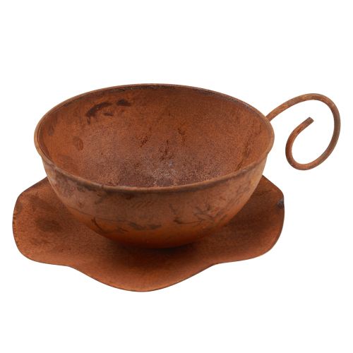 Floristik24 Plant cup with saucer plant pot rust Ø19.5cm H8cm
