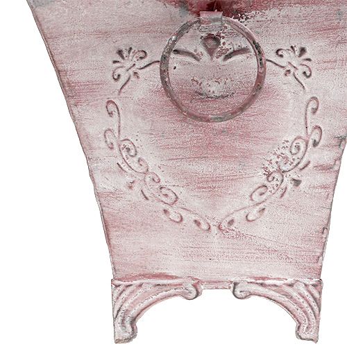 Floristik24 Sheet metal plant pot square pink 16.7cm x 16.7cm H16.5cm