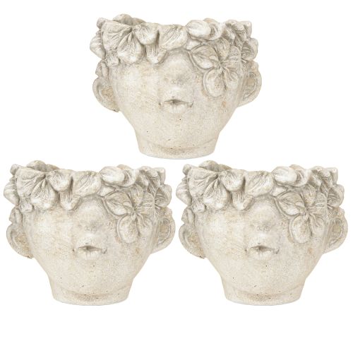 Product Plant pot bust kiss mouth flowerpot with face cream H10cm 3pcs