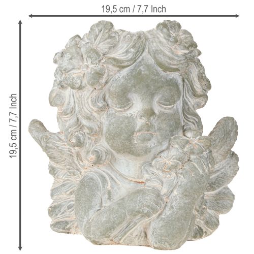 Product Plant pot angel cast stone figure grave decoration 19.5×12×19.5cm