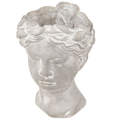 Floristik24 Plant Pot Woman&#39;s Head Decorative Planter White Washed 15×16×21cm