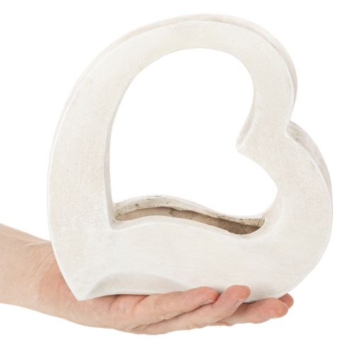 White Open Heart-Shaped Planter for Floral Arrangements, 19cm | Floristik24.co.uk