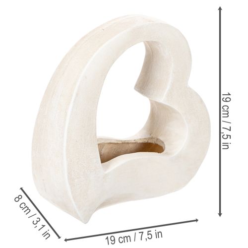 White Open Heart-Shaped Planter for Floral Arrangements, 19cm | Floristik24.co.uk