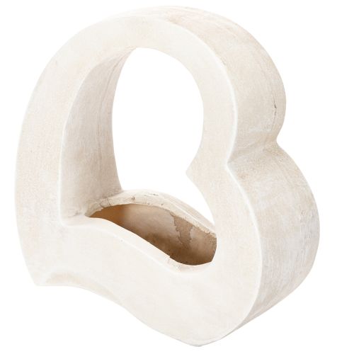 White Open Heart-Shaped Planter for Floral Arrangements, 19cm | Floristik24.co.uk