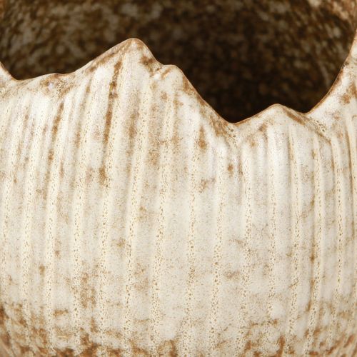 Product Plant Pot Ceramic Egg Broken Cream Brown Ø9.5cm 3 Pcs