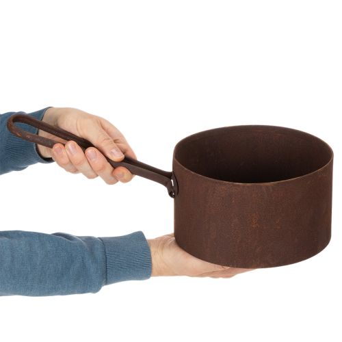 Metal plant pot, planter, rust-colored pan, decorative item, Ø20cm H11cm | Floristik24.co.uk