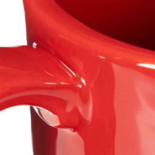 Large Red Ceramic Cup Planter with Attached Saucer, 17cm | Floristik24.co.uk