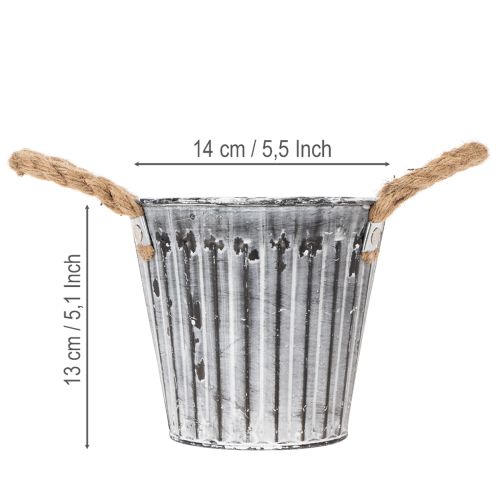 Plant pot with handles, metal planter, decorative pot for planting Ø14.5cm | Floristik24.co.uk