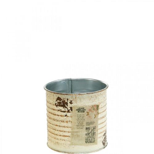 Plant pot decorative tin cream metal tin can Ø8cm H7.5cm