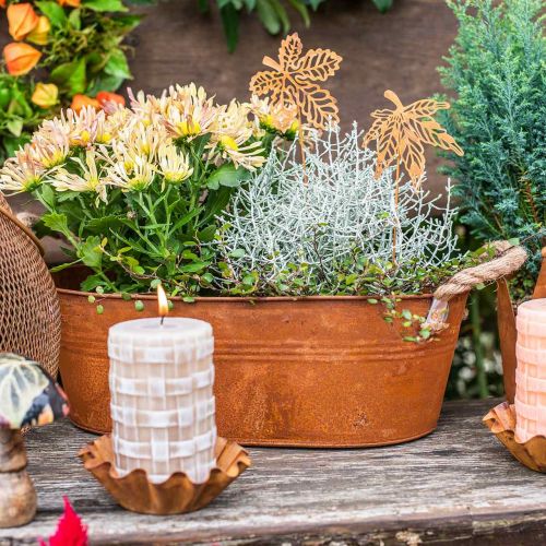 Product Plant pot with handles, herb bowl, autumn decoration, patina L28cm H11cm