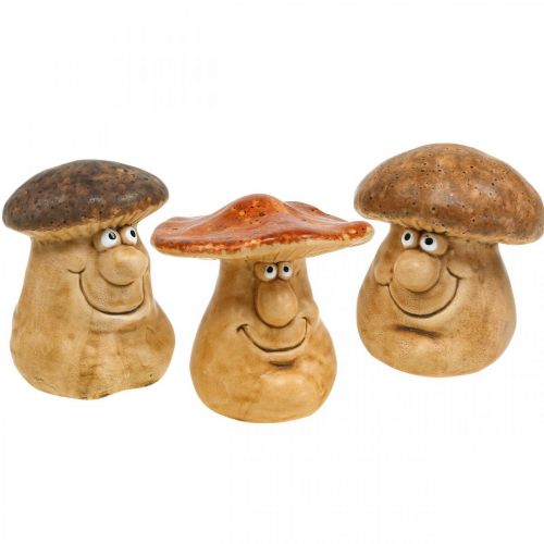 Floristik24 Ceramic decorative mushroom with face brown figure H12cm 3pcs