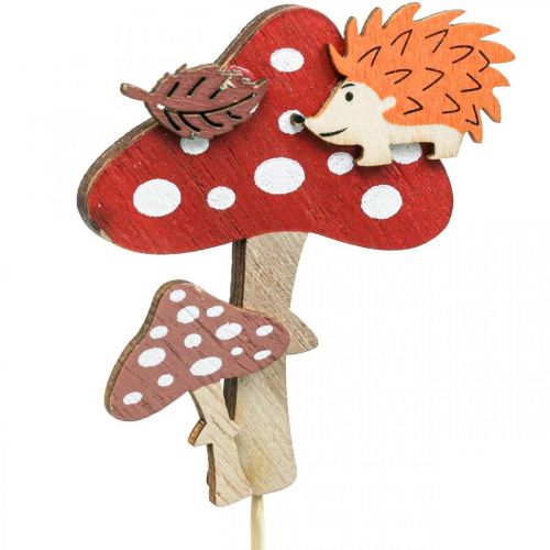 Product Flower Stick Fly Agaric Decoration Hedgehog Autumn Decoration 8cm 12 Pcs