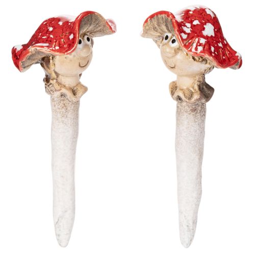 Red Mushroom Stick Figures – Boy and Girl Ceramic Set, 13cm – Pack of 2 buy online | Floristik24.co.uk