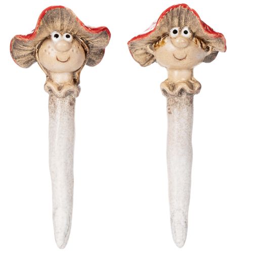 Red Mushroom Stick Figures – Boy and Girl Ceramic Set, 13cm – Pack of 2 | Floristik24.co.uk