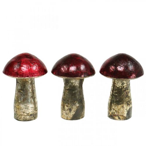 Floristik24 Deco mushrooms glass red autumn decoration table decoration Ø6.5cm H10cm 3pcs