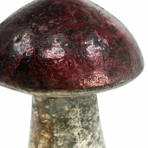 Floristik24 Decorative mushroom metallic finish glass raspberry-colored, silver H10cm