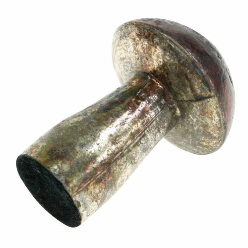 Floristik24 Decorative mushroom metallic finish glass raspberry-colored, silver H10cm