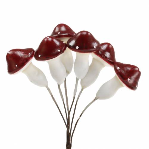 Product Toadstool on wire red, white 2cm 48pcs