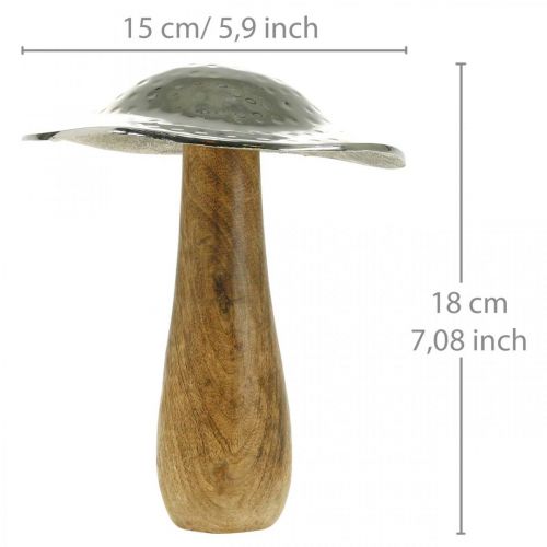 Floristik24 Decorative mushroom metal wood silver, nature decorative figure autumn 18cm