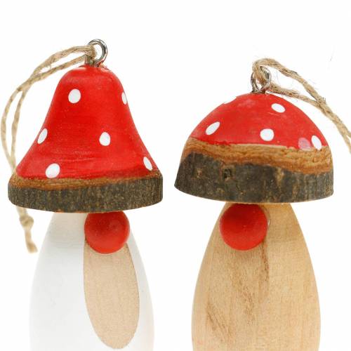 Product Mushroom for hanging wood white, brown assorted 6.5/8cm 8 pcs