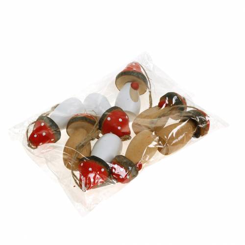 Product Mushroom for hanging wood white, brown assorted 6.5/8cm 8 pcs
