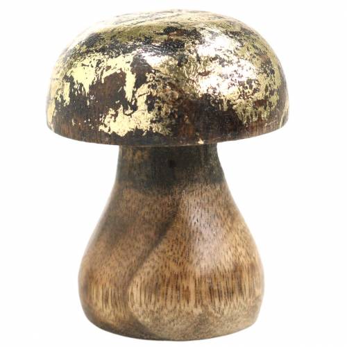 Floristik24 Wooden mushroom golden, natural mango wood Ø5cm H6.5cm 4pcs