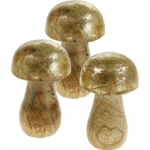 Floristik24 Mushroom mango wood gold, natural decorative mushroom Ø6cm H10cm 4pcs