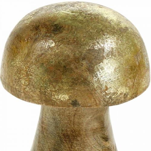 Floristik24 Mushroom mango wood gold, natural decorative mushroom Ø6cm H10cm 4pcs