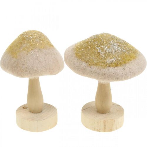 Floristik24 Deco mushroom wood, felt with glitter table decoration Advent H11cm 4pcs