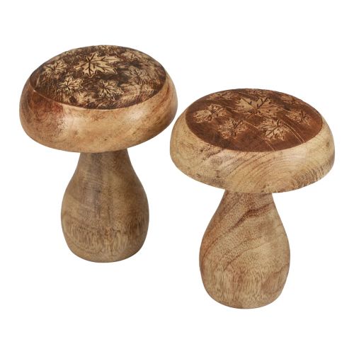 Floristik24 Wooden mushrooms decoration mushrooms wood natural autumn decoration Ø10cm H12cm 2pcs