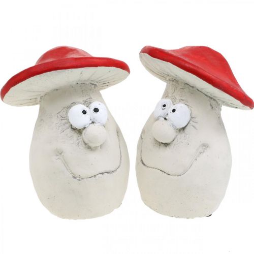 Floristik24 Mushrooms to decorate, New Year&#39;s Eve decoration, forest mushrooms, concrete decoration red, white H10cm W12.5cm 2pcs