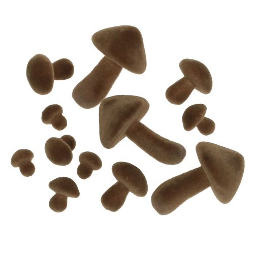 Floristik24 Mushrooms brown flocked 12pcs