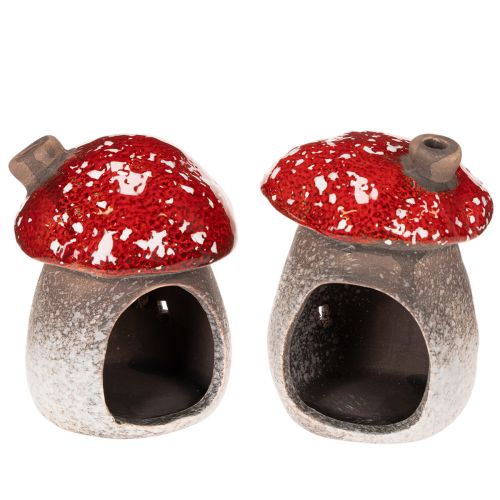 Mushroom House Light House Decorative Figurine Fly Agaric with Chimney 10cm 2pcs | Floristik24.co.uk