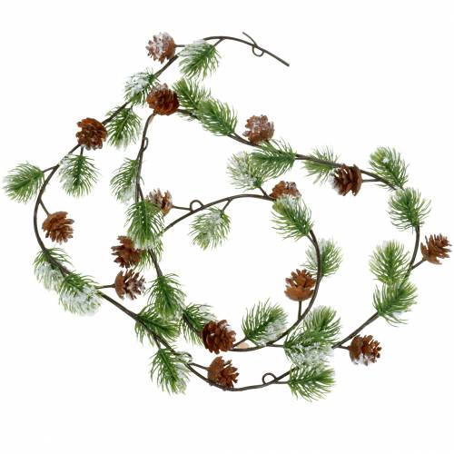 Floristik24 Pine garland with cones covered with snow 145cm