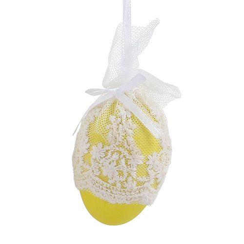 Product Plastic decorative eggs with tulle for hanging 6cm 6pcs