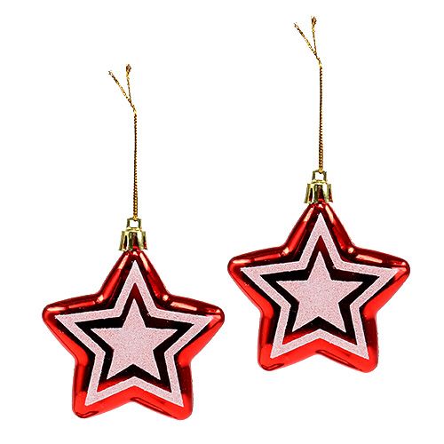 Floristik24 Star for hanging Red, white Plastic 8,5cm 2pcs