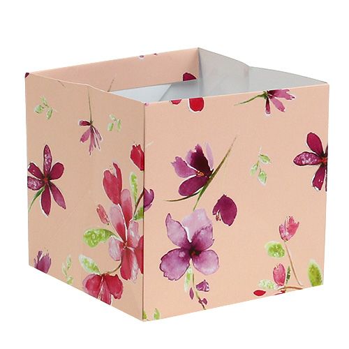 Floristik24 Paper bag 12cm x 12cm pink with pattern 8pcs