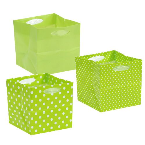 Floristik24 Plastic bag 12cm x 12cm x 12cm green sort. 12pcs